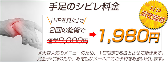 手足のしびれ料金